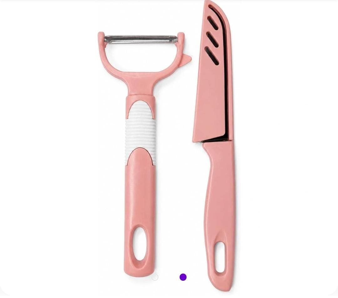2-Piece Ergonomic Stainless Steel Peeler & Knife Set with Blade Cover